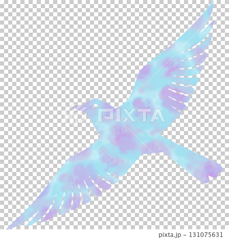 綺麗な水彩模様の鳥のアイコンのイメージのイラスト 131075631
