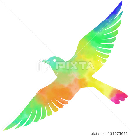 綺麗な水彩模様の鳥のアイコンのイメージのイラスト 綺麗な水彩模様の鳥のアイコンのイメージのイラスト 131075652