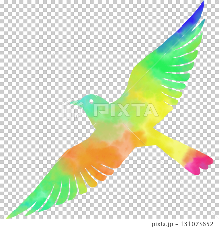 綺麗な水彩模様の鳥のアイコンのイメージのイラスト 綺麗な水彩模様の鳥のアイコンのイメージのイラスト 131075652
