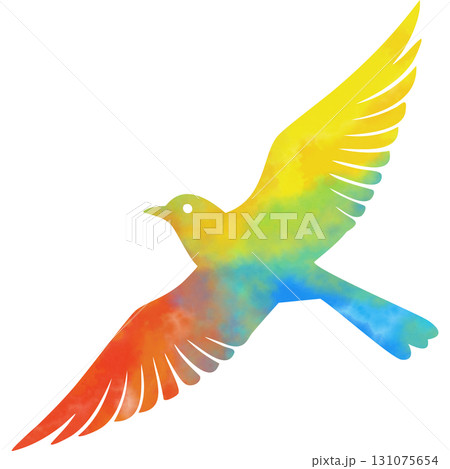 綺麗な水彩模様の鳥のアイコンのイメージのイラスト 131075654