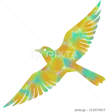 綺麗な水彩模様の鳥のアイコンのイメージのイラスト 綺麗な水彩模様の鳥のアイコンのイメージのイラスト 131075657