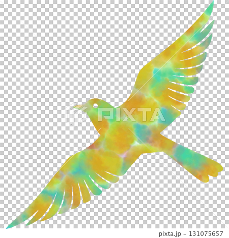 綺麗な水彩模様の鳥のアイコンのイメージのイラスト 綺麗な水彩模様の鳥のアイコンのイメージのイラスト 131075657