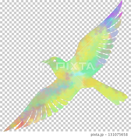 綺麗な水彩模様の鳥のアイコンのイメージのイラスト 綺麗な水彩模様の鳥のアイコンのイメージのイラスト 131075658