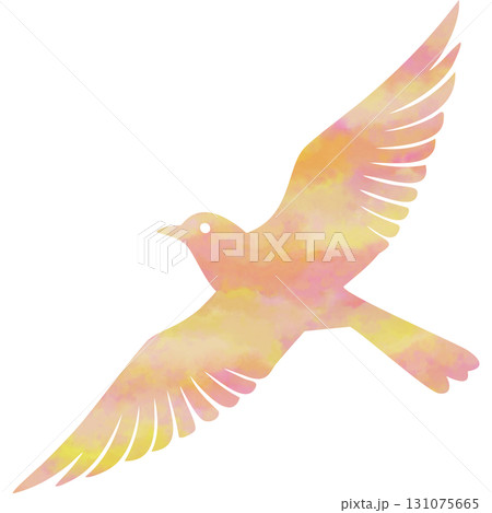 綺麗な水彩模様の鳥のアイコンのイメージのイラスト 綺麗な水彩模様の鳥のアイコンのイメージのイラスト 131075665