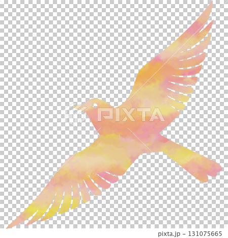 綺麗な水彩模様の鳥のアイコンのイメージのイラスト 綺麗な水彩模様の鳥のアイコンのイメージのイラスト 131075665