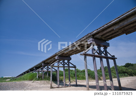 京都 木津川の広い河原からみる流れ橋10 京都 木津川の広い河原からみる流れ橋10 131075925