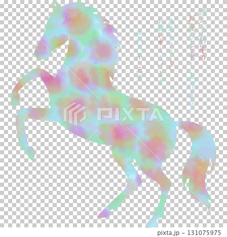 綺麗な水彩模様の午年のアイコンのイメージのイラスト 131075975