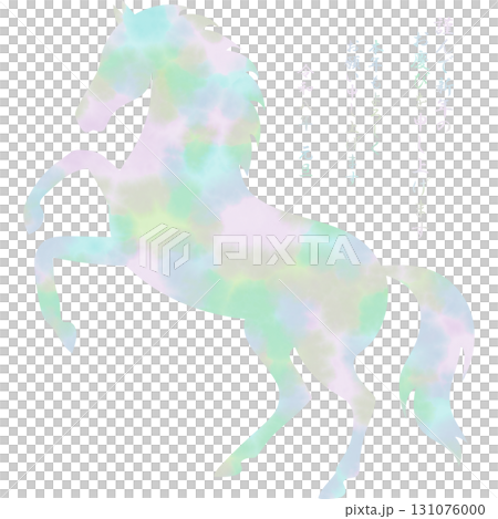 綺麗な水彩模様の午年のアイコンのイメージのイラスト 131076000