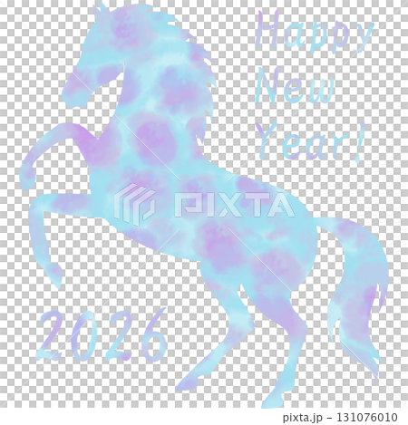 綺麗な水彩模様の午年のアイコンのイメージのイラスト 131076010