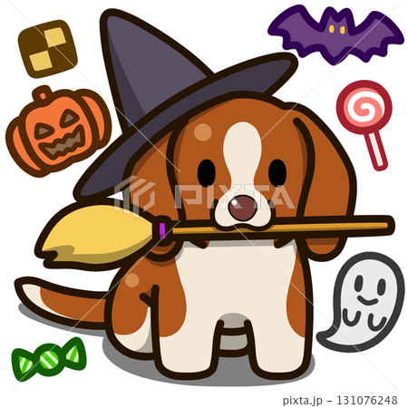 ハロウィン仮装のレッドアンドホワイトのビーグル 131076248