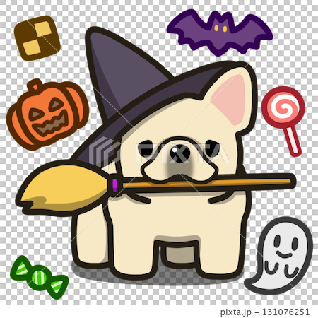 ハロウィン仮装のクリーム色のフレンチブルドッグ 131076251