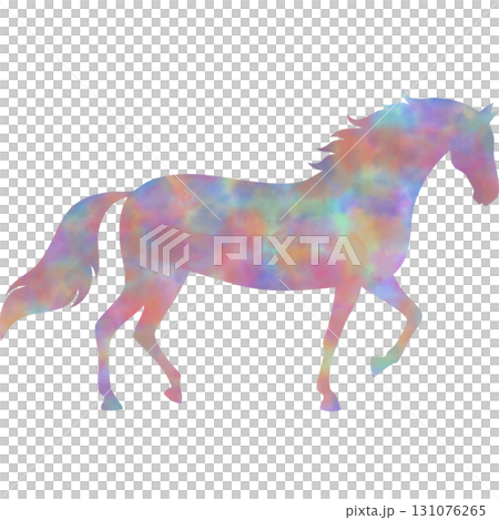 綺麗な水彩模様の馬のアイコンのイメージの 綺麗な水彩模様の馬のアイコンのイメージの 131076265