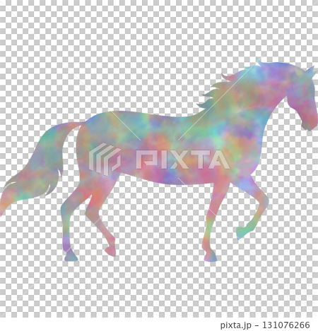 綺麗な水彩模様の馬のアイコンのイメージの 綺麗な水彩模様の馬のアイコンのイメージの 131076266