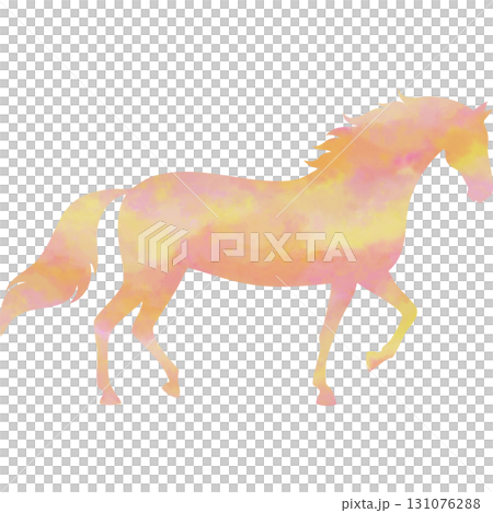綺麗な水彩模様の馬のアイコンのイメージの 131076288