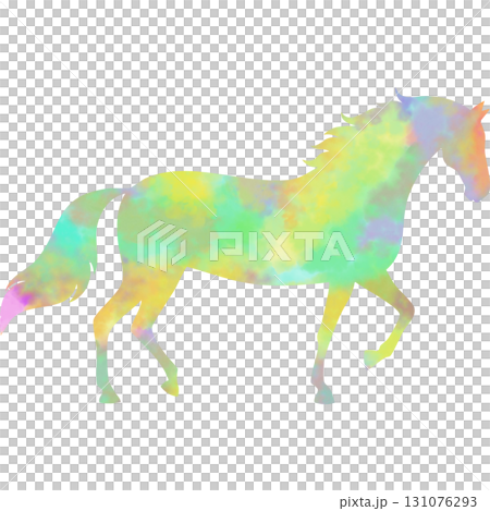 綺麗な水彩模様の馬のアイコンのイメージの 131076293