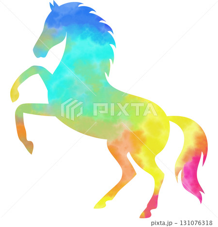 綺麗な水彩模様の馬のアイコンのイメージの 綺麗な水彩模様の馬のアイコンのイメージの 131076318