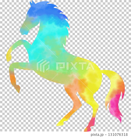 綺麗な水彩模様の馬のアイコンのイメージの 綺麗な水彩模様の馬のアイコンのイメージの 131076318