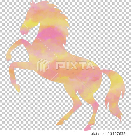 綺麗な水彩模様の馬のアイコンのイメージの 131076324