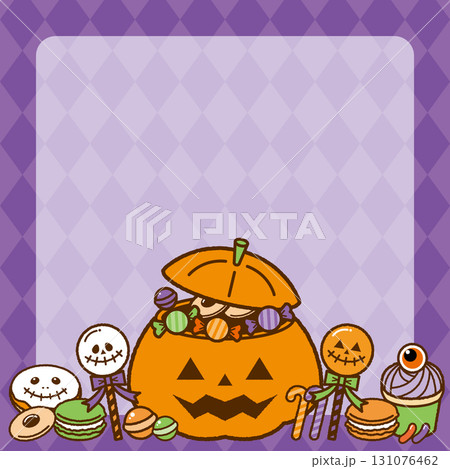 ハロウィンのお菓子フレーム 131076462