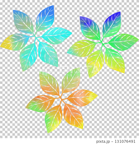 美麗的水彩葉子圖示圖像的插圖 131076491