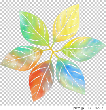 綺麗な水彩模様の葉っぱのアイコンのイメージのイラスト 綺麗な水彩模様の葉っぱのアイコンのイメージのイラスト 131076534