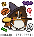 ハロウィン仮装のトライカラーのシェルティまたはラフコリー 131076614