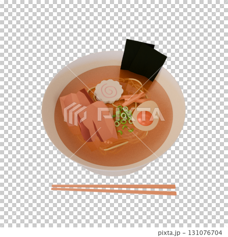 透明背景的拉麵 3D 插圖 131076704