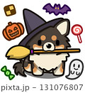 ハロウィン仮装のブラックアンドタンのチワワ 131076807