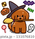 ハロウィン仮装のレッドのトイプードル 131076810