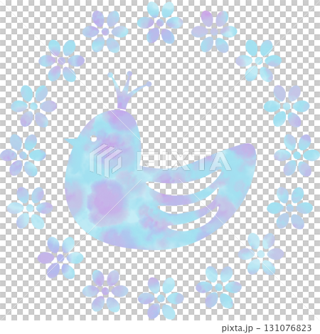 Beautiful watercolor floral wreath and crown bird icon image illustration 131076823