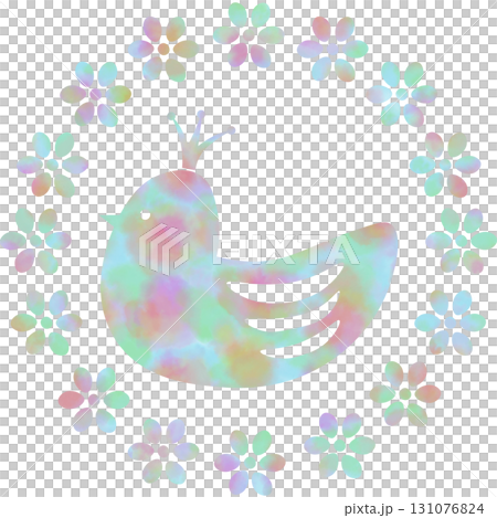 Beautiful watercolor floral wreath and crown bird icon image illustration 131076824