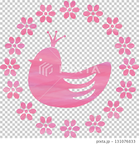 Beautiful watercolor floral wreath and crown bird icon image illustration Beautiful watercolor floral wreath and crown bird icon image illustration 131076833