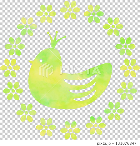 Beautiful watercolor floral wreath and crown bird icon image illustration 131076847