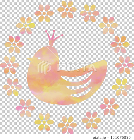 美麗的水彩花環和皇冠鳥圖示圖像插圖 美麗的水彩花環和皇冠鳥圖示圖像插圖 131076850