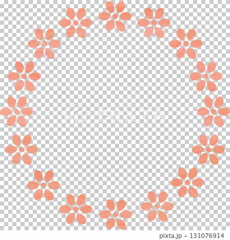 綺麗な水彩模様の花のリースのアイコンのイメージのイラスト 131076914