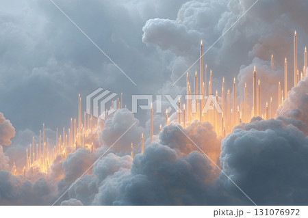 Thai style wallpaper, Coconut shell galaxy night sky mist palm tree surreal magical tropical dreamy landscape Coconut shells open to reveal glowing galaxies dreamy night sky surrounded by mist 131076972