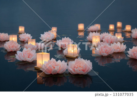 Thai style wallpaper, Coconut shell galaxy night sky mist palm tree surreal magical tropical dreamy landscape Coconut shells open to reveal glowing galaxies dreamy night sky surrounded by mist 131077035