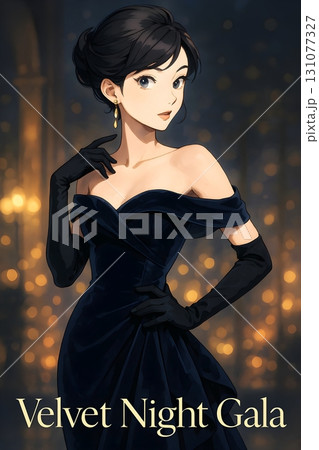 ベルベットドレスを着た女性の夜会ポートレート ベルベットドレスを着た女性の夜会ポートレート 131077327