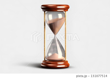 3d rendering of wooden hourglass isolated on white 131077514