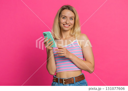 Woman use smartphone typing new post on web message browsing addiction of social networks play game Woman use smartphone typing new post on web message browsing addiction of social networks play game 131077606