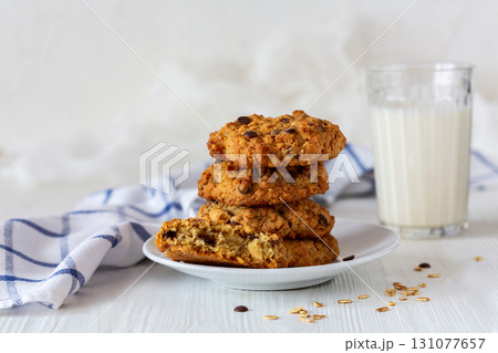 Oatmeal Cookies And Milk. 131077657