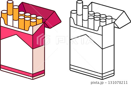 Open cigarette pack 131078211