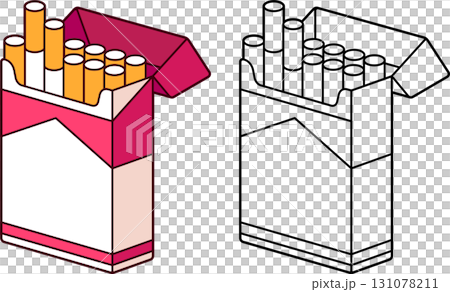 Open cigarette pack 131078211