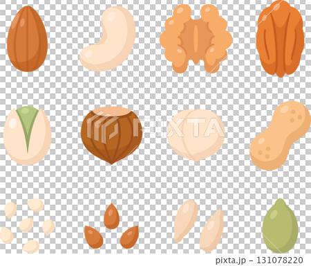 Nuts and seeds cartoon icon set 131078220