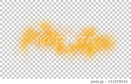 Yellow orange smoke cloud on transparent background mockup template for overlay effects or digital visual compositions 131078542