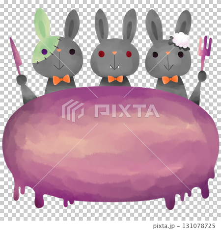 Halloween:兎のフレーム素材 Halloween:兎のフレーム素材 131078725