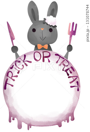 Halloween：兎のフレーム素材 131078744