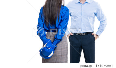businesspeople fight against each other. business fight. business partners fighting in boxing gloves isolated on white. anger management. business fight with two businesspeople. Conflict of interest businesspeople fight against each other. business fight. business partners fighting in boxing gloves isolated on white. anger management. business fight with two businesspeople. Conflict of interest 131079661