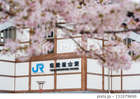 京都、JR嵯峨嵐山駅の春、満開の桜 京都、JR嵯峨嵐山駅の春、満開の桜 131079690