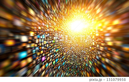 Abstract Digital Display with Bright Light and Motion Blur Effec Abstract Digital Display with Bright Light and Motion Blur Effec 131079938